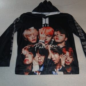 BTS Black Graphic Hoodie with Vibrant Design